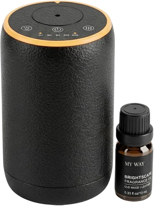 Aurora Waterless Essential Oil Diffuser | Aromatherapy Nebulizer | No Water No Heat | Desk & Car | RGB Light | Obsidian