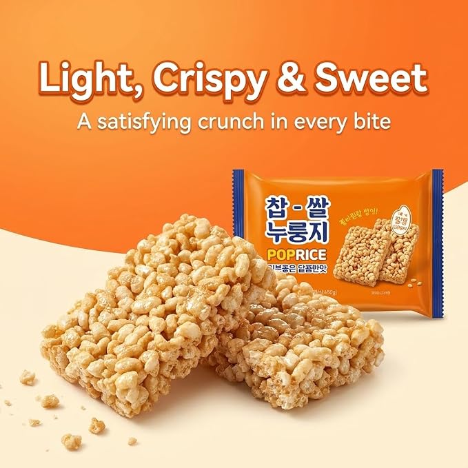 Korean Crunchy Baked Seaweed Rice Crackers (Sweet Pop Rice 10.2oz) | Crunchy baked korean crackers & pop rice; alternative to japanese rice crackers; traditional crispy nurungji snack packs
