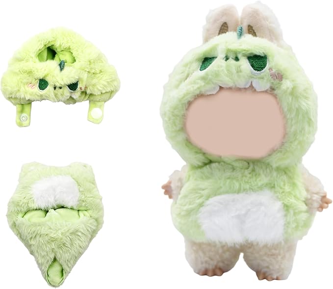 17cm Doll Clothes, Bear Outfits for Clothes Set, Premium Fashion Dolls Keychain Accessories, Faking Animal Style Outfit Jumpsuit (Dinosaur)