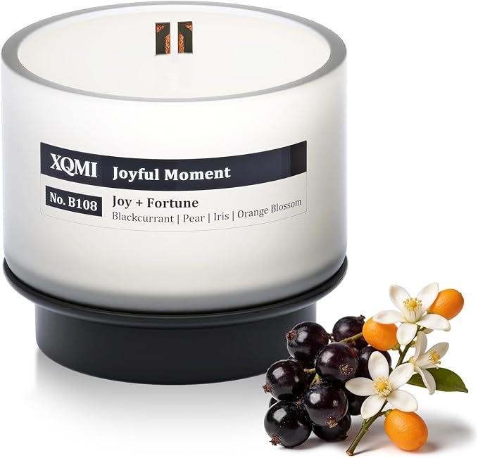 Smart Scented Candle Refill,Joyful Moment,13% Perfume-Grade Oils,4.25oz Soy Wax,±35H Burn Time,Wooden Wick, Explosion-Proof Glass(Blackcurrant|Pear| Iris| Orange Blossom)