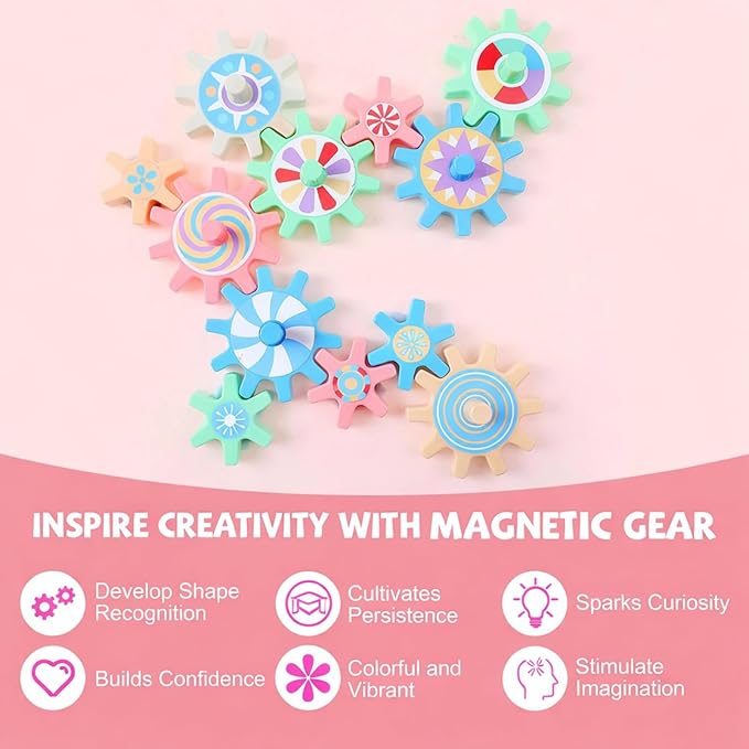 36 Pcs Magnetic Gears Interchangeable Learn Magnetic Spinning Gears for Magnetism Refrigerator or Whiteboard (Morandi)