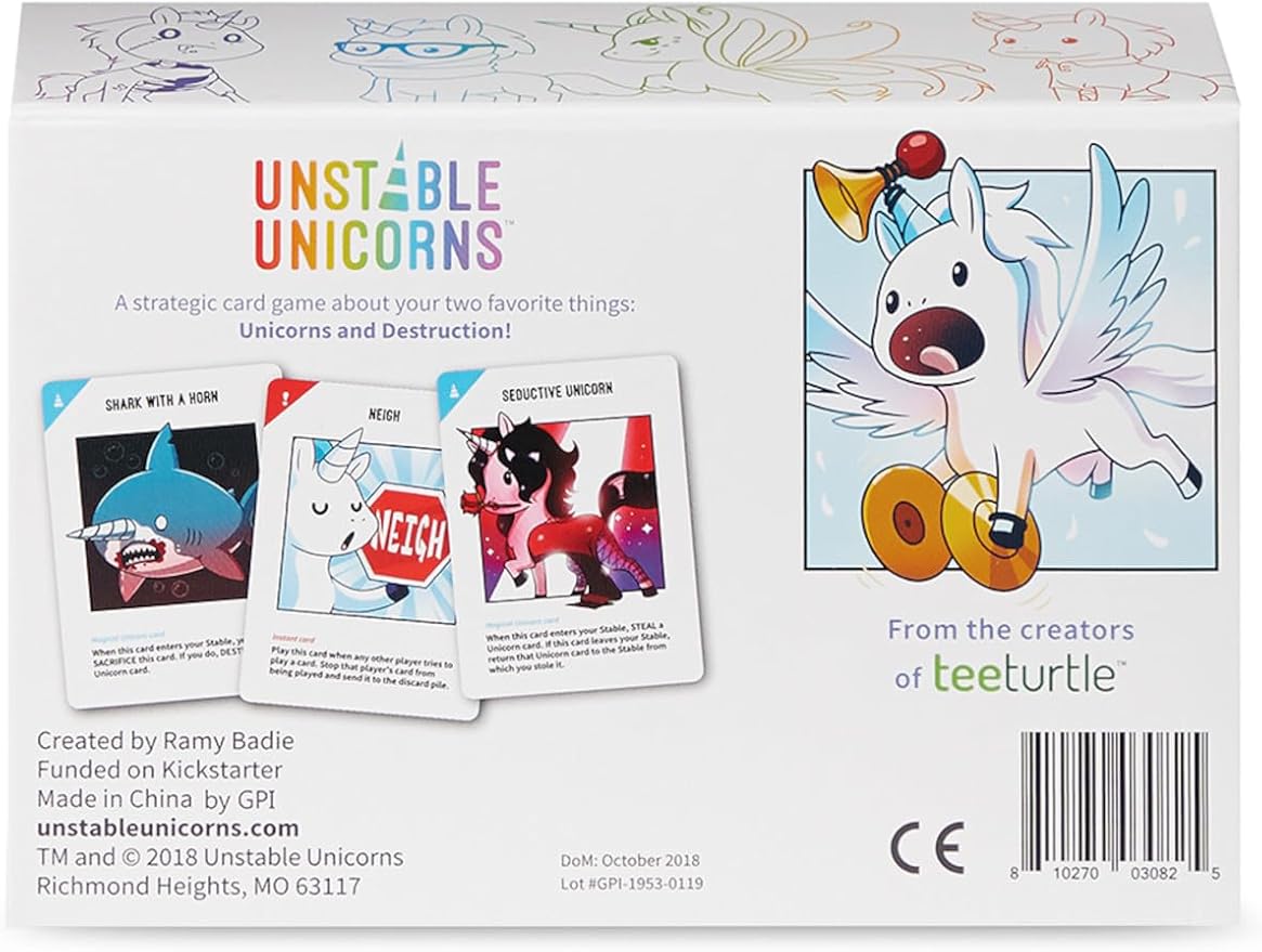 Unstable Unicorns Base Game - Competitive Award-Winning Card Game For Kids, Teens, Adults 2-8 Players, Family Game Night