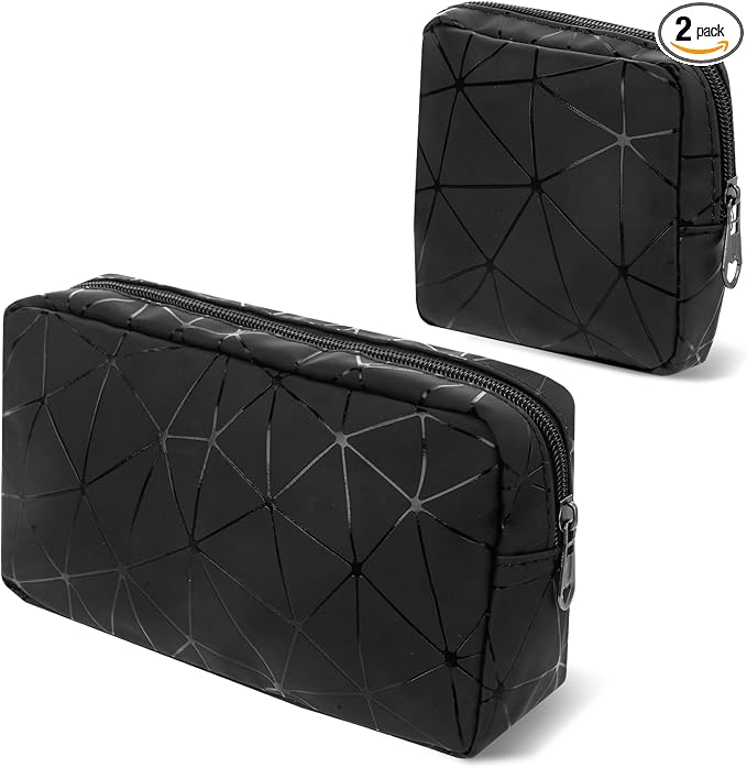 Period Bags, Tampon Holder for Purse, Waterproof Portable Leather Period Pouch, Sanitary Napkin Storage Bag, Black Makeup Bag Set, Pad Pouches for Period