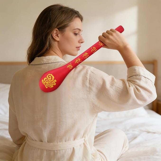 Handheld Massage Hammer Pat Stick for Body Pain Relief and Blood Circulation Portable Sha Board for Acupoint Therapy and Fatigue Recovery 18.89 Inch