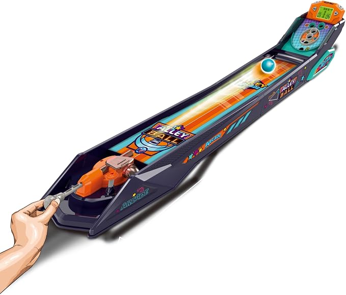Alley Ball Game — Electronic Roll & Score Tabletop Arcade, Auto Scoring with Lights & Sound, Pull-Handle Launcher — 1-2 Players, Mini Arcade Game for Kids