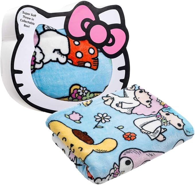 Hello Kitty Throw Blanket with Gift Box - Throw Measures 46 x 60 Inches – Super Soft Special Edition Fleece Bedding