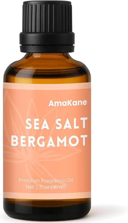 AmaKane Sea Salt Bergamot Fragrance Oil, Summer Essential Oil for Diffuser, Fragrance Oil for Candle Making, DIY Soap Making Scents, Diffuser Oils for Home, Aromatherapy Oils, 30ml