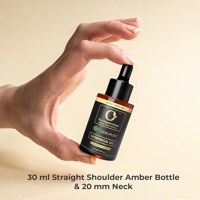 Plant Based Moringa Oil Organic and Cold Pressed Carrier Oil for Hair, Face & Skin – Anti-Aging, Hydrating & Nourishing Moringa Drops for Blends