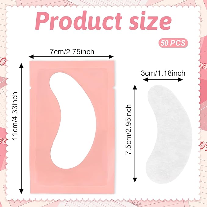 50 Pairs Eye Patch Eyelash Extension Lint Free Hydrogel Eye Patches Under Eyes Gel Pads for Eyelash Extension Supplies