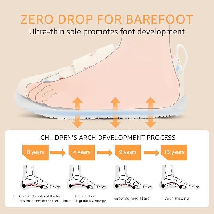 Wide Toe Box Toddler Shoes Zero Drop Boys Girls Barefoot Shoe Non-Slip Little Kids Sneakers for First Walking