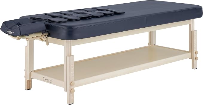 AirMaster-I 30" Professional Stationary Massage Bed | AirWave Compression & Full-Body Stretching | 3D Lumbar Traction Support | Spa & Home Wellness Table - Black/Natural