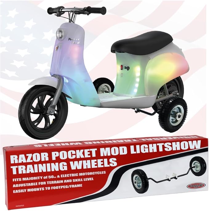Hardline Products USA Training Wheels for Razor Pocket Mod Scooter Lightshow