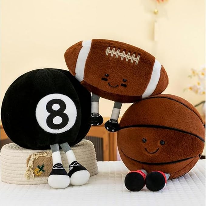 YUDONG 12 Inch Soft Plush Sports Ball Doll - Adorable Football Plush Toy, Fun Spherical Stuffed Animal, Cute Throw Pillow & Kids Gift (Basketball)