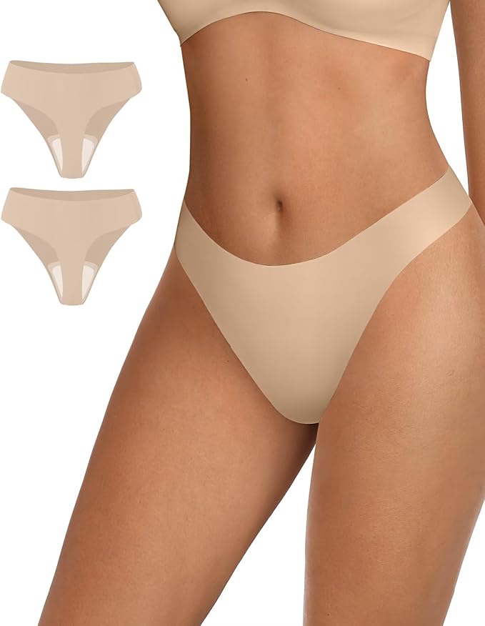 Vertvie Seamless Thongs for Women No Show Thong Panty Liners Invisible Workout Panties Sexy Breathable G-String Underwear