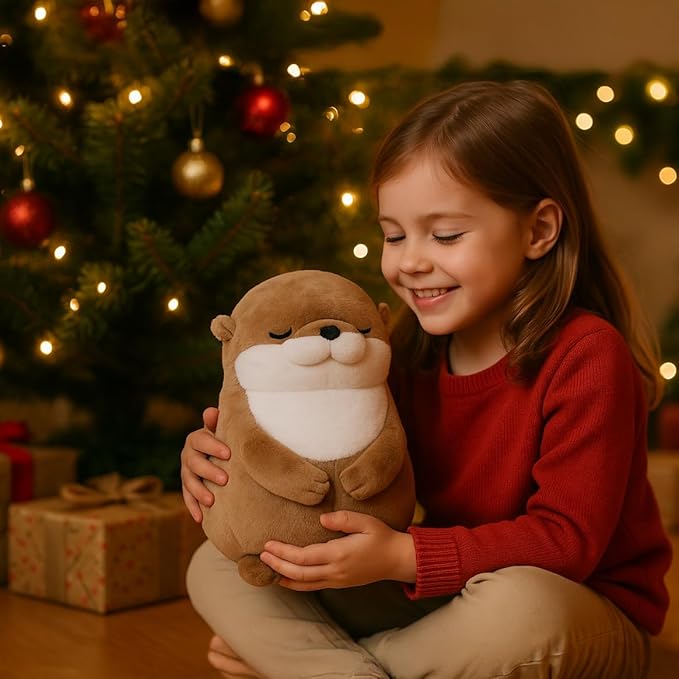 Otter Stuffed Animals Sleeping Plush Toys with Embroidered Eyes for Boy Girl Kids Birthday Christmas Bedtime Gifts, 12 inches
