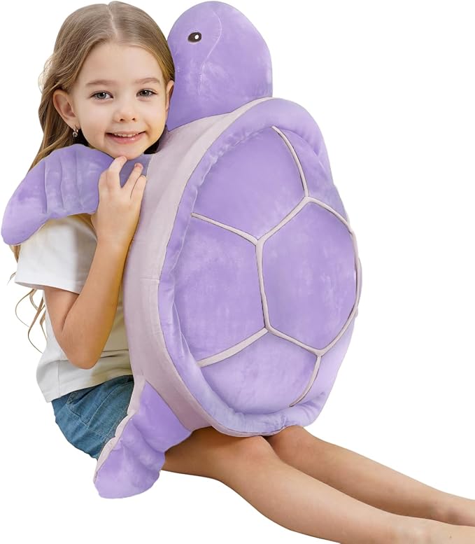 Dalmao 28 inch Big Sea Turtle Tuffed Animals Plush Toys, Large Ocean Turtle Giant Plushies Body Pillow, Gift for Kids Boy Girl Girlfriend, Birthday-Purple