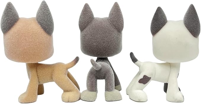 3pcs/Set Custom Flocked Pet Shop Toys Short Hair Cat Kitten Collie Great Dane Cocker Spaniel Dachshund Puppy Dog OOAK Compatible with LPS (#244 and #1519 and #577)