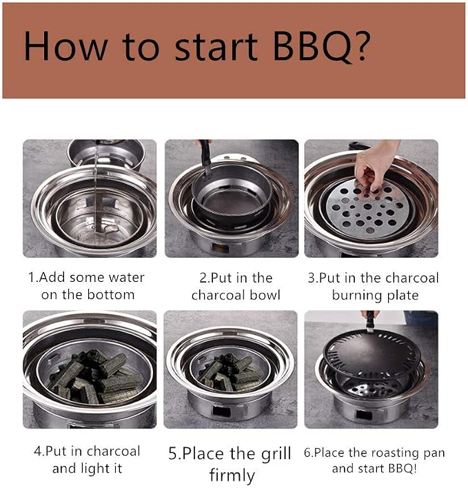 Primst Multifunctional Charcoal Barbecue Grill, Household Korean BBQ Grill, Portable Camping Grill Stove, Tabletop Smoker Grill