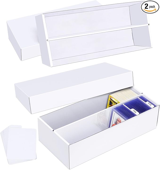 Trading Card Storage Box 2 Pack–1600 Count Cardboard Organizer with Dividers for MTG, TCG, Sports, Toploader