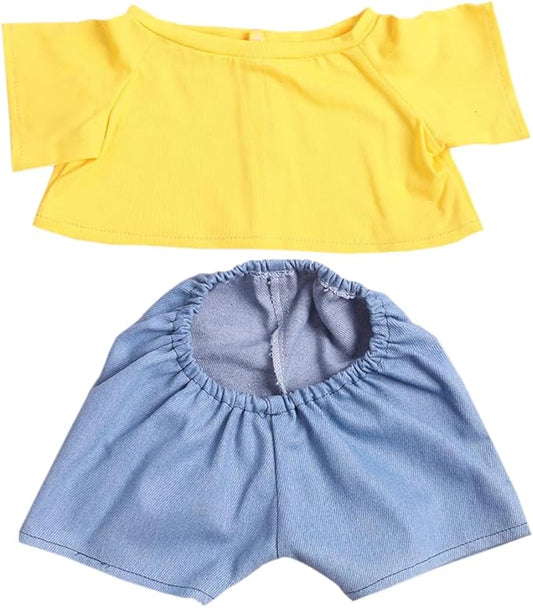 14"-18" Stuffed Animal Clothes T-Shirt Jeans Make Your Own Stuffed Animals Dress Up Accessories (Yellow+Light Blue)