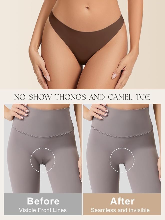 Seamless Camel Toe Thongs for Women Invisible Thong Panty Liners No Show Camel toe G-Strings Workout Underwear