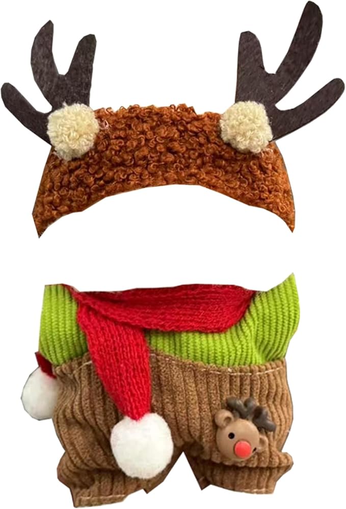 6 Sets Doll Clothes for 17cm Plush Dolls, Fashion Outfit Collection with Hats & Accessories for 6.7 Inch Mini Doll (No Dolls) (Set 3)