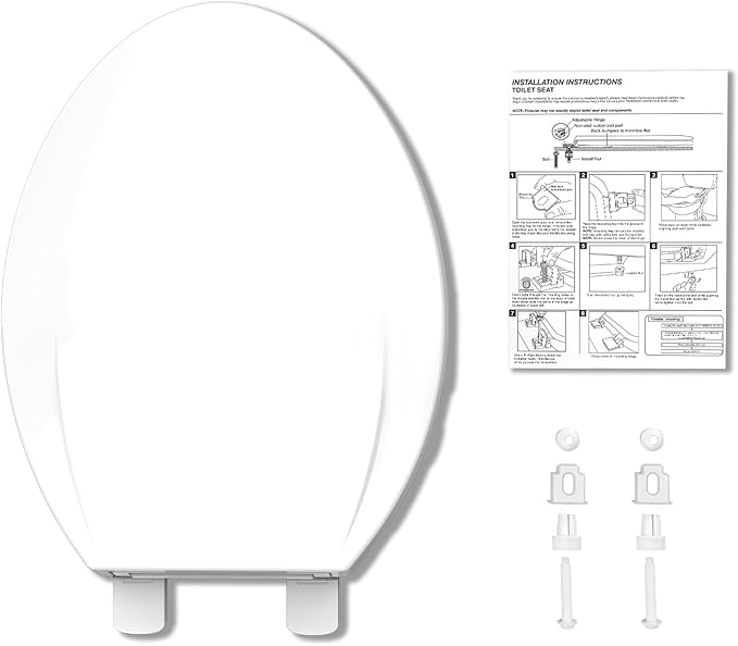 Elongated Toilet Seat, Soft-Slow Close, 19 Inch Elongated Toilet Seat For Elongated Toilets, Quiet-Close Lid And Seat, Easy To Install And Clean, Never Loosen, White