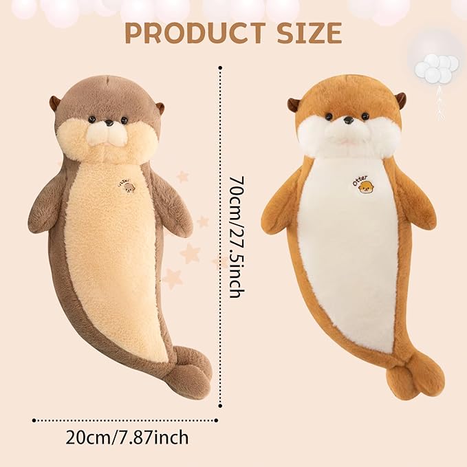 Otter Stuffed Animal 27.5" Cute Seal Plush Pillow Big Stuffed Sea Otter Plush Toy Otter Animal Plushies Decor Birthday Gift for Kids Children Girls Boys Yellow