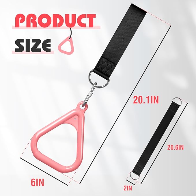 LadyRosian Trapeze Bar Swing Monkey Bars Hanging Ninja Rings Warrior Slackline Obstacle Course Kits for Kid Playground Equipment Accessories (Pink)