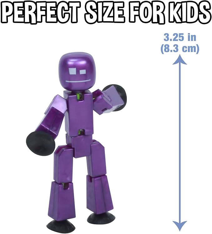 Zing StikBot Single Pack - Includes 1 StikBot - Collectible Action Figures and Accessories, Stop Motion Animation, Ages 4 and Up (Metal Eggplant)