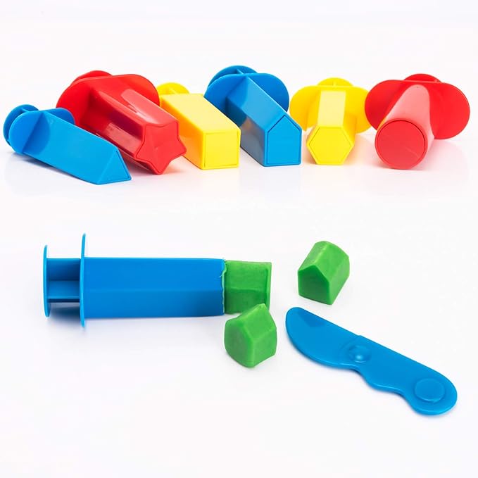 Dough Tools for Kids, 46Pcs Dough Tools Kit Include Assorted Colors Dough Accessory Molds Rollers Cutters Scissors and Storage Bag for Playing