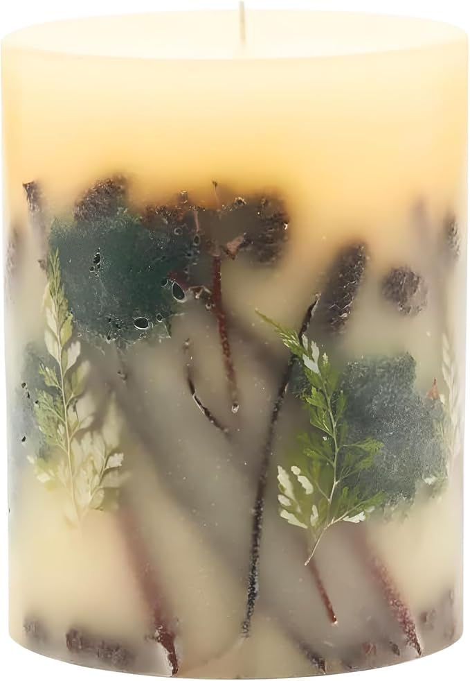 Rosy Rings Forest Round Botanical Candle 200 Hour Burn Time - Notes of Clary Sage, Creamy Sandal, White Musk Aromatherapy Candles, Woodsy Scent Aroma Luxury Candles, Long Lasting Candles Decor 6.5" H