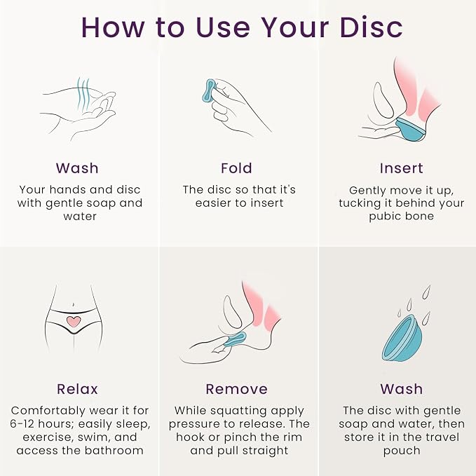 Ecoblossom Reusable Menstrual Disc - Menstrual Cup - Soft Period Disc for Women Designed with Flexible, Medical-Grade Silicone Period Cup (Cyan)