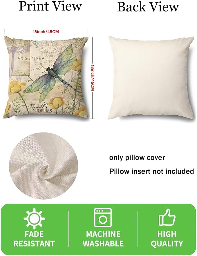 wyooxoo Farmhouse Pillow Covers 18x18 Set of 4 Spring Pillow Covers Outdoor Decorative Throw Cushion Case for Sofa Couch Living Room