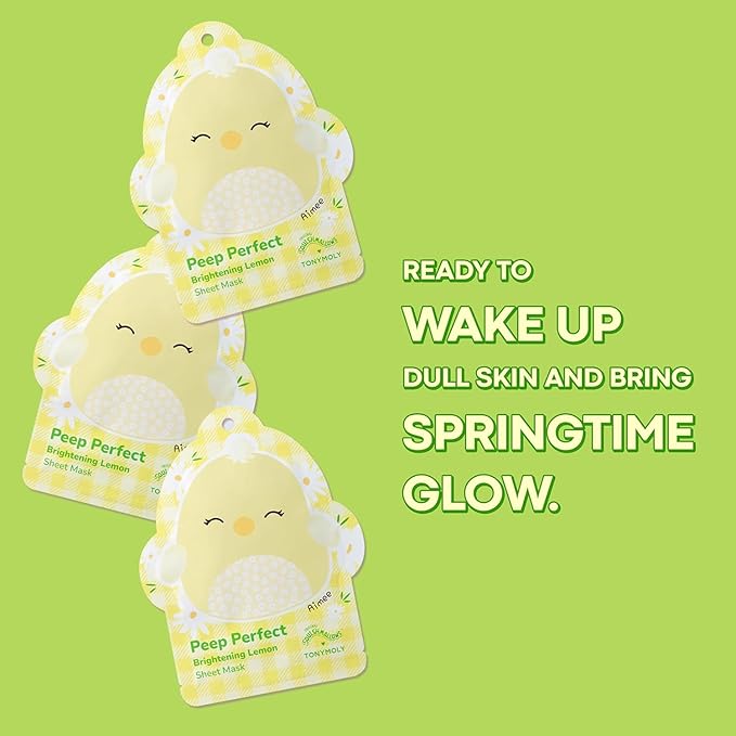 TONYMOLY x Squishmallows 6-Piece Easter Sheet Mask Gift Set – Aimee Vitamin C Lemon + Satine Rose Chamomile – Hydrating K-Beauty Masks, Easter Basket Gift & Party Favor for Teens & Girls
