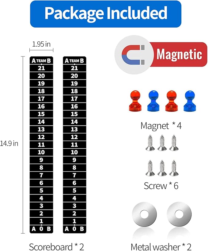 2 Pack Cornhole Scoreboards Black, Magnetic Decal with Score Keepers for Corn Hole Boards, Scoreboard for Cornhole Game Easy to Install Keep Track of The Score