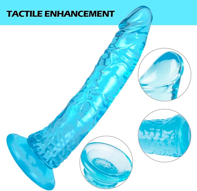 Realistic Dildo 9.4'' Blue Dildo Sex Toys with Suction Cup for Hands-Free Play, Thick Penis Suitable for Women/Men/Gay/Couples with Thin and Slim Poke can be Use for G spot and Anal
