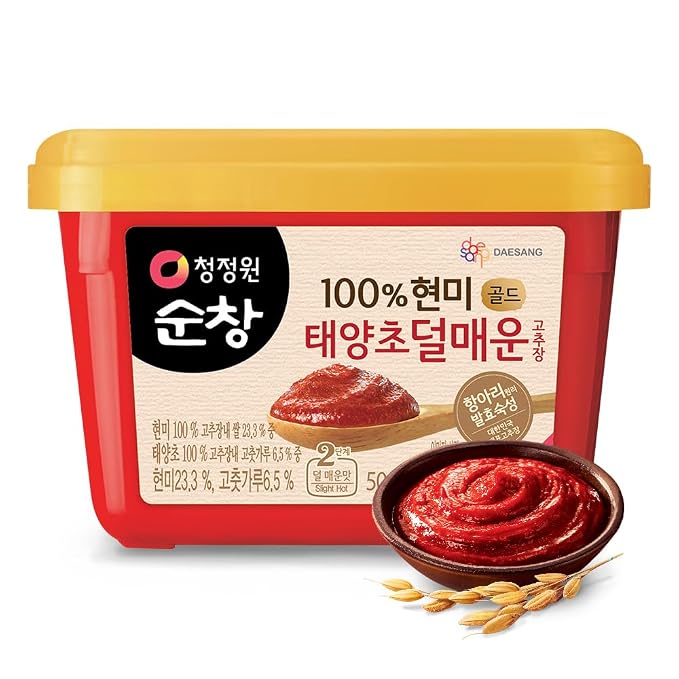 Gochujang Premium – Korean Red Chili Paste [ Mild | 1.1 lb (500g) ] – Gluten-Free/ 0 Fat/ 0 Cholesterol / (40 Calories/Serving) | Spicy & Sweet Savory Fermented Sauce | Great for Bibimbap, Marinades, Stews & BBQ - O’food
