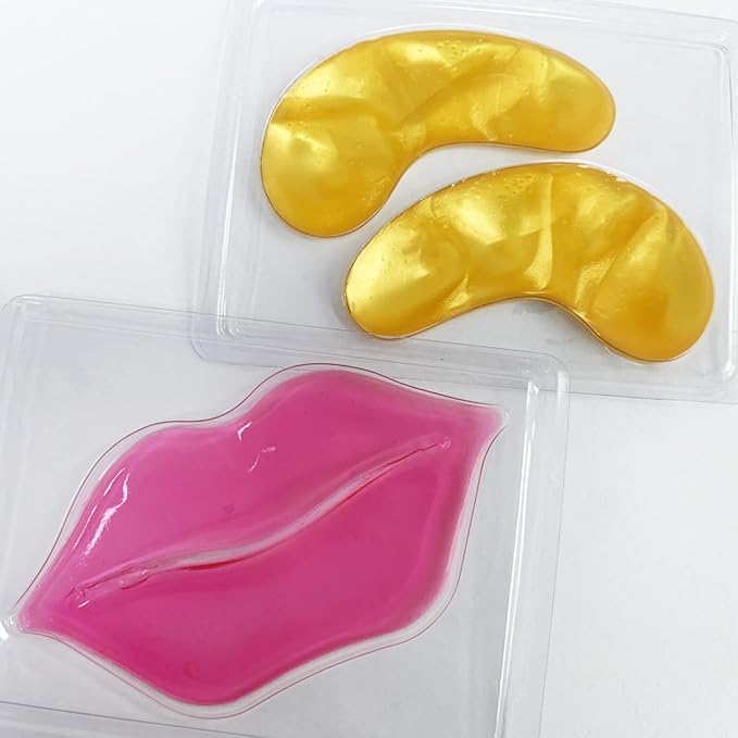 Jakuva 30 Pairs Lip Masks & Eye Masks,Gold Under Eye Patches for Puffy, Moisturizing Lip & Eye Skin, Anti-Aging, Reducing Fine Lines,Nourishing for Face Care