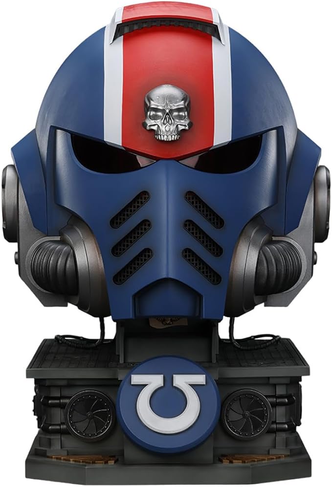 JOYTOY Warhammer 40,000 1/18 Action Figure-Ultramarines Lieutenant Titus' MKX Helmet & Display Stand-Collection Model Birthday Gifts JT01697