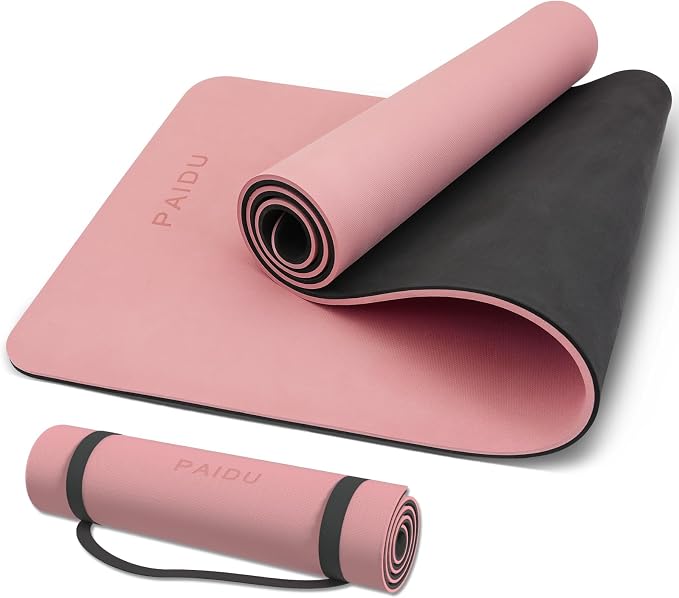 PAIDU Yoga Mat Non Slip Anti-tear,extra thick-2/5 inch（10MM）High Resiliency Professional POE Yoga Mats for Women Men Kids,72"x24"inch,Workout, Yoga, Pilates and Floor Exercise, with Carrier Strap