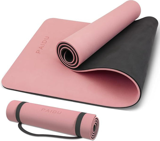 PAIDU Yoga Mat Non Slip Anti-tear,extra thick-2/5 inch（10MM）High Resiliency Professional POE Yoga Mats for Women Men Kids,72"x24"inch,Workout, Yoga, Pilates and Floor Exercise, with Carrier Strap