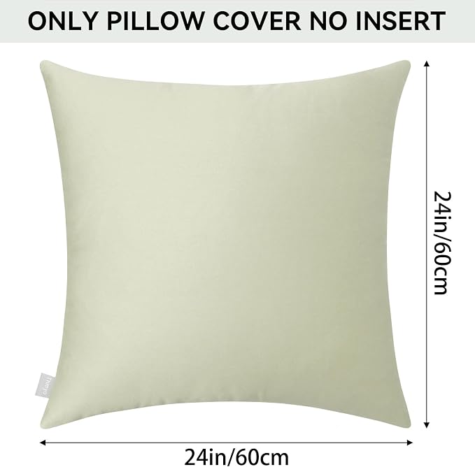 Thmyo 4-Pack 100% Cotton Comfortable Solid Decorative Throw Pillow Case Square Cushion Cover Pillowcase Sublimation Blank Pillow Covers DIY Throw Pillowcase for Sofa Bedroom(24x24 inch/ 60x60cm,Beige)