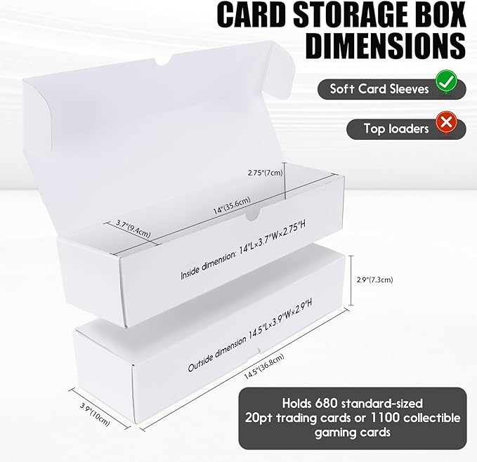 Trading Card Storage Box, 8-Pack 1100-Count Corrugated Cardboard Box with Dividers & Box Sleeves, Bulk Card Organizer for TCG, MTG & Baseball Cards