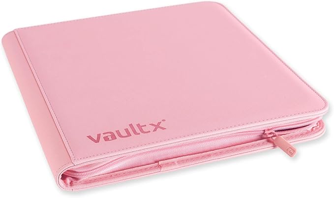 Vault X 12 Pocket Zip Binder, 480 Cards, Exo-Tec Material, 20 Side-Loading Pages (Pink)