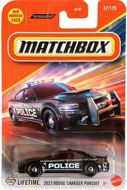 Matchbox 2023 Dodge Charger Pursuit, 1:64 Scale, Black Diecast Car, 37/125