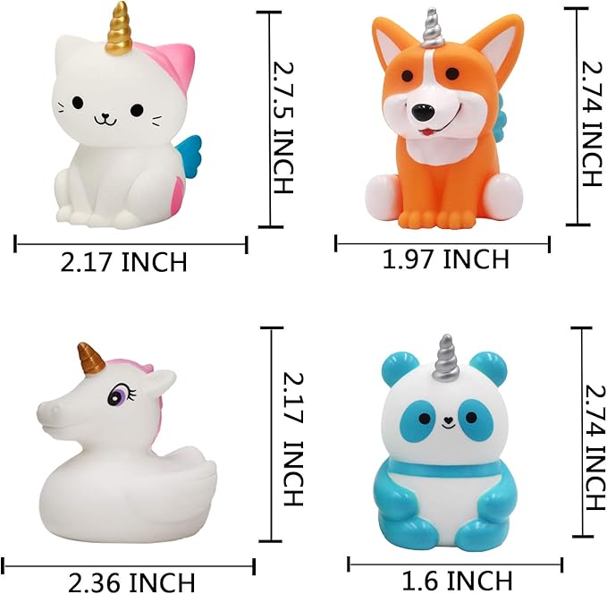 Unicorn Bath Toys Light Up Floating Rubber Toys(8 Packs),Flashing Color Changing Light in Water,Baby Infants Kids Toddler Child Preschool Bathtub Unicorn Bathroom Toy
