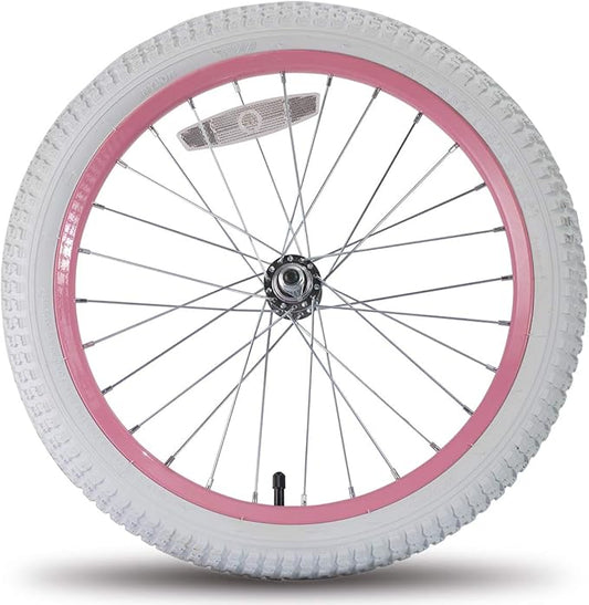 JOYSTAR 12 14 16 18 20 Inch Kids Bike Front Wheels Replacement Bicycle Wheels with 12-20 Inch Solid Air Rubber Tire & Inner Tube Don't Fit Huffy Bike Black & White