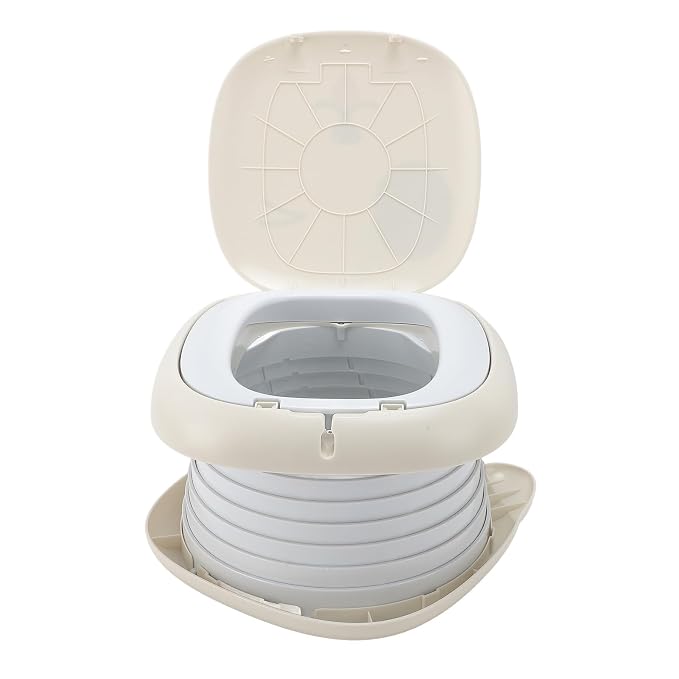 FILFEEL Foldable Travel Potty with Storage Bag - Portable Toilet for Car, Camping & Outdoor Adventures, Cute Green Design (Gray)