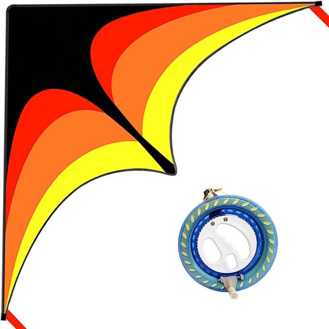 Delta Kite for Kids & Adults - Easy to Fly Large Single Line Beach Kite with 300ft String Handle Included, Perfect for Beginners, Teens